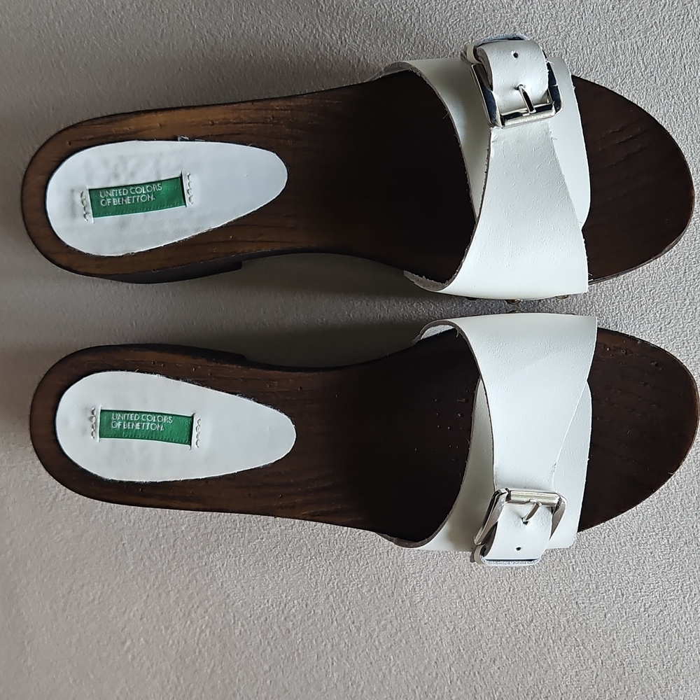 United Colors of Benneton Clog Sandals in White, Size 40 EU (9/9.5 US) - Picture 3 of 4